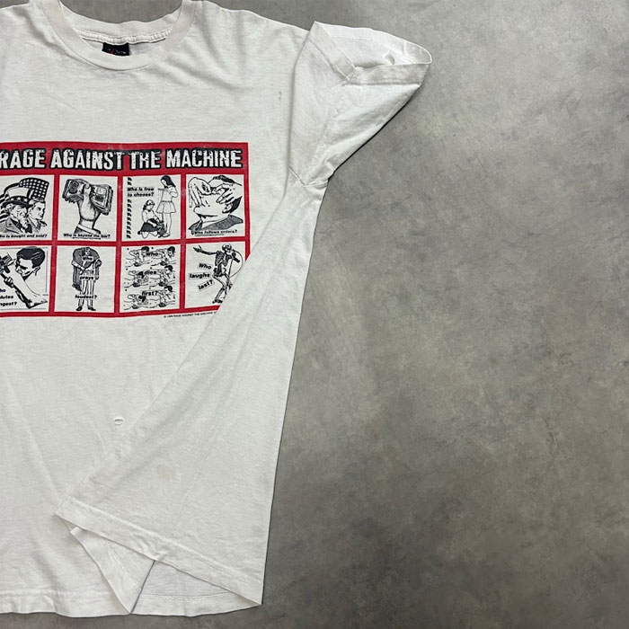 90's RAGE AGAINST THE MACHINE Barbara Kruger T-SHIRT WHITE/L 90