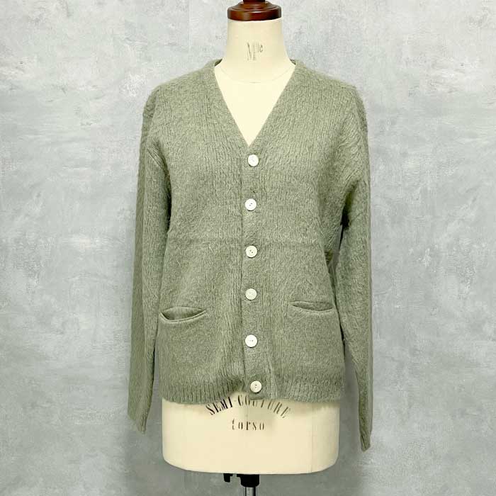 60'S YOUNG BREED by REVERE SHAG-RAC Mohair Cardigan GREEN/M 60年代
