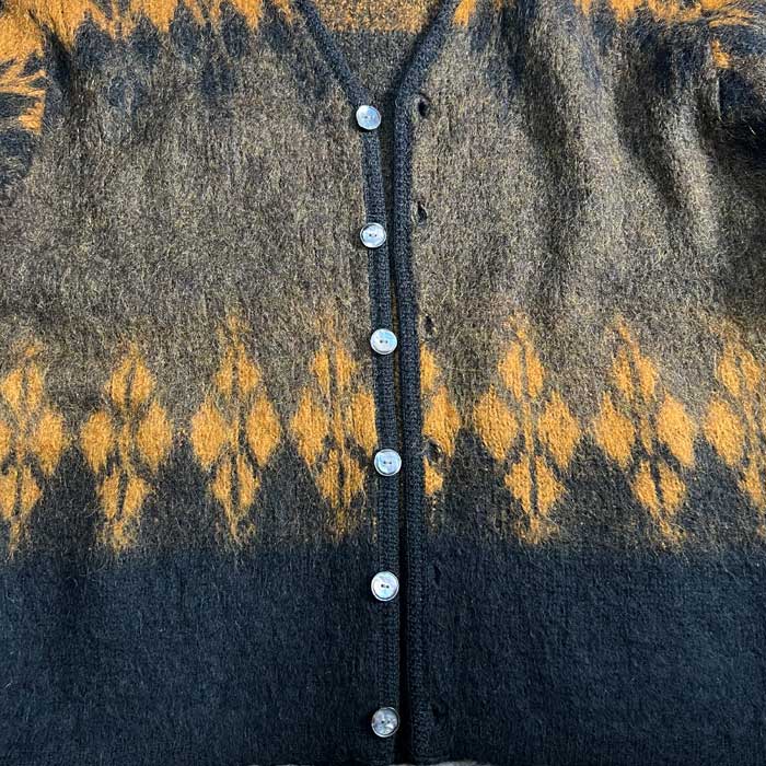 60'S Sears Mohair Cardigan Made in USA BLACK BROWN/L 60年代