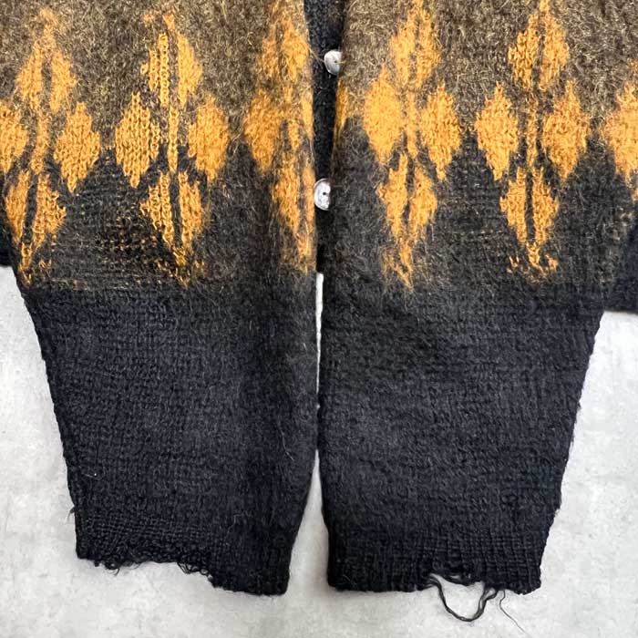 60'S Sears Mohair Cardigan Made in USA BLACK BROWN/L 60年代