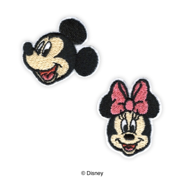 ピンクハウスワッペンブローチ、ミッキー、ミニー ワッペン ディズニー ミニーマウス フェイス&手袋（D01Y2935