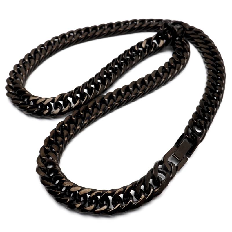 純チタン製 ごつめのブラックダブル喜平チェーンネックレス [n1156