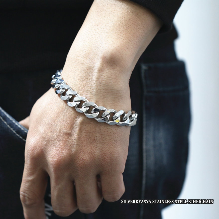 ステンレス喜平ブレスレット幅13mm [b075-13mm-silver] | ステンレス