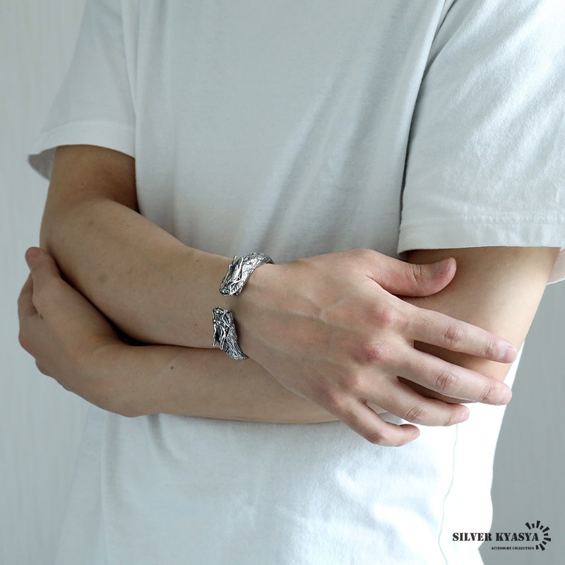 ステンレス 龍のごつめバングル [b854] | バングル,ステンレス