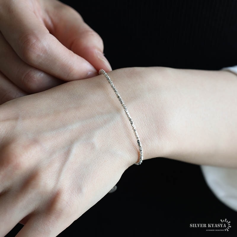 シルバー925 不揃いビーズブレスレット [cb123] | お洒落なレディース