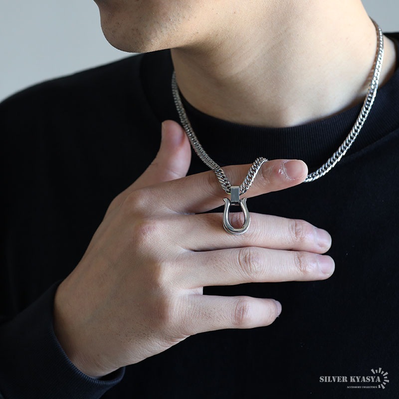 ステンレス 馬蹄×ダブル喜平ネックレス [n1097] | ネックレス