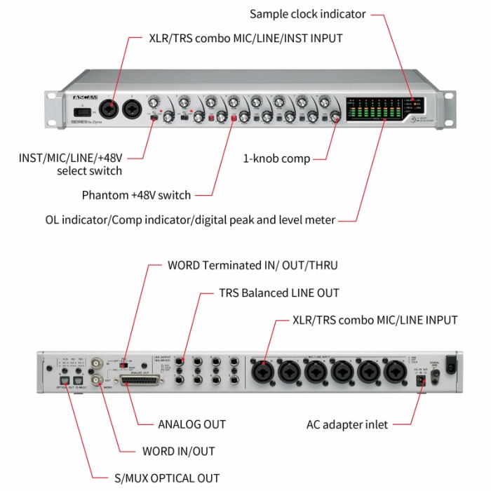 SERIES 8p Dyna 8chマイクプリアンプ TASCAM