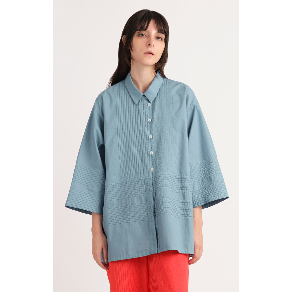 縦横ラインピンタック七分袖シャツ | ITEM | YACCOMARICARD CORE