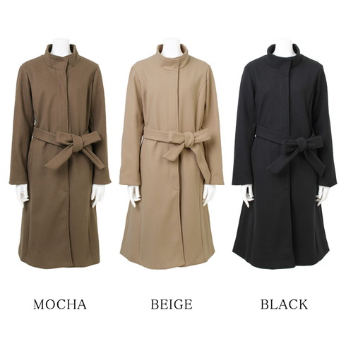 スタンドカラーウールライクロングコート♪アウター レディース