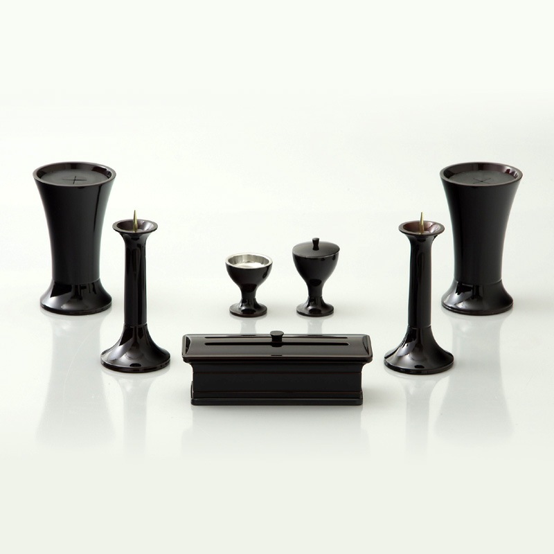 創価学会仏壇仏具【風華型仏具 7点セット（ブラウン・オーク）】赤澤朝陽