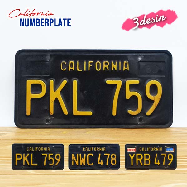 USED品 カリフォルニア ナンバープレート ブラック 全3種 60年代