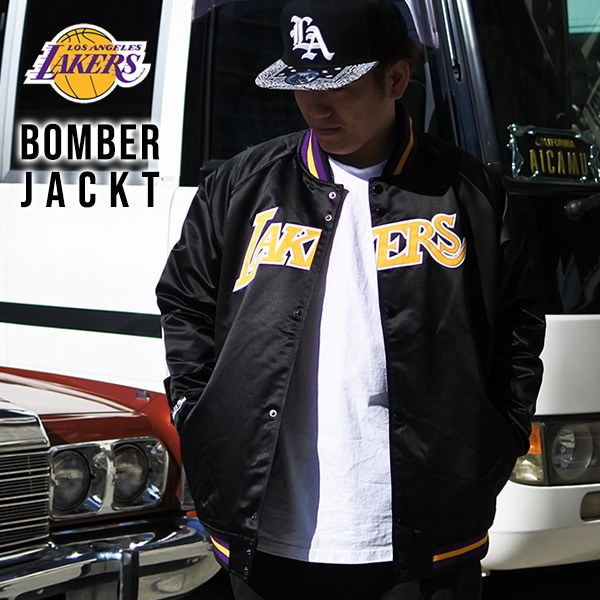 レイカーズ スタジャン メンズ ジャケット Mitchell & Ness 刺繍