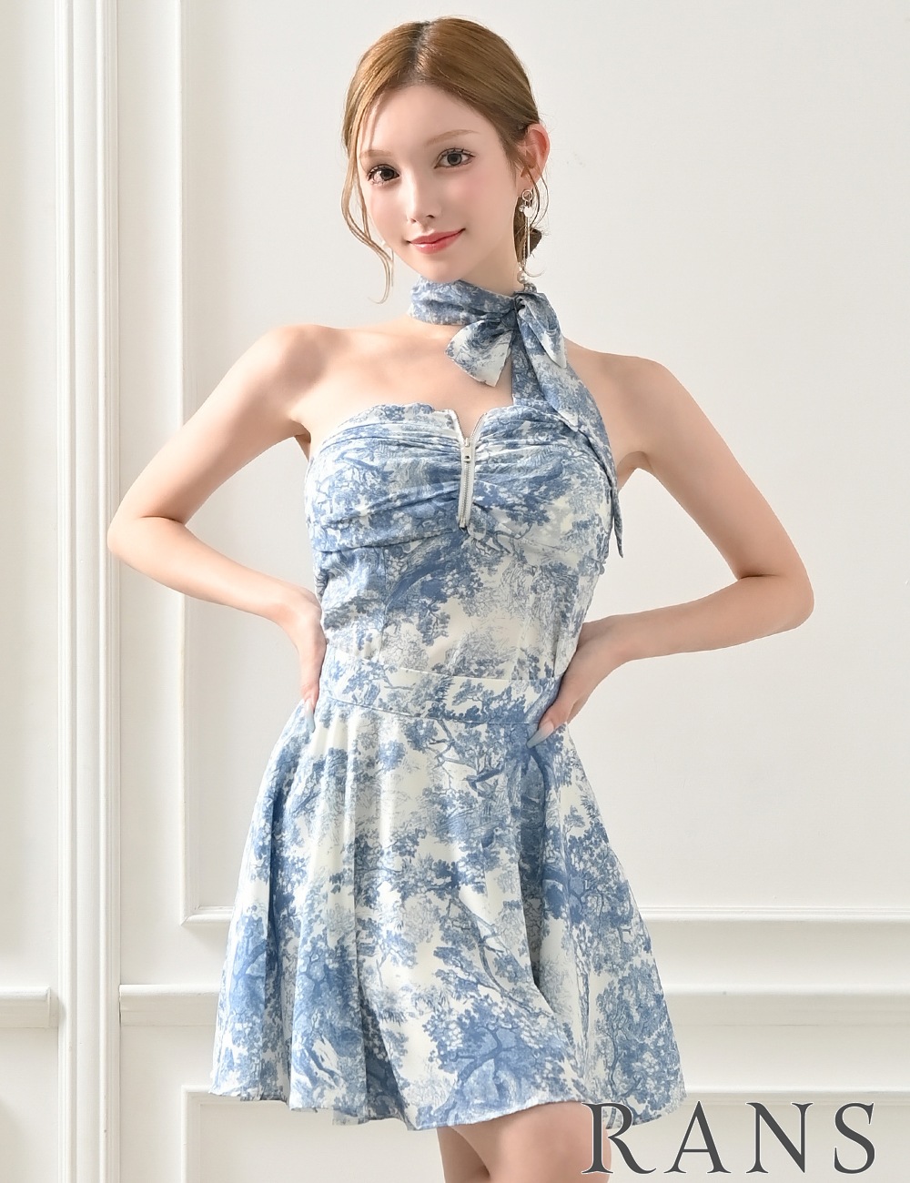 予約商品]【RANS】ミニ/ドレス/セットアップ/ブルー/ベア/フレア