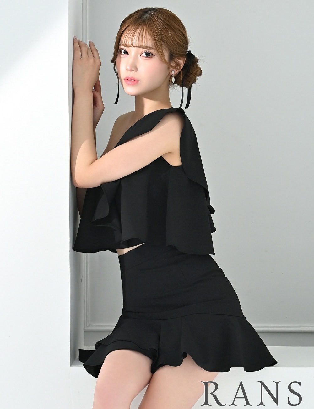instock]【RANS】ミニ/ドレス/セットアップ/フレア/ブラック