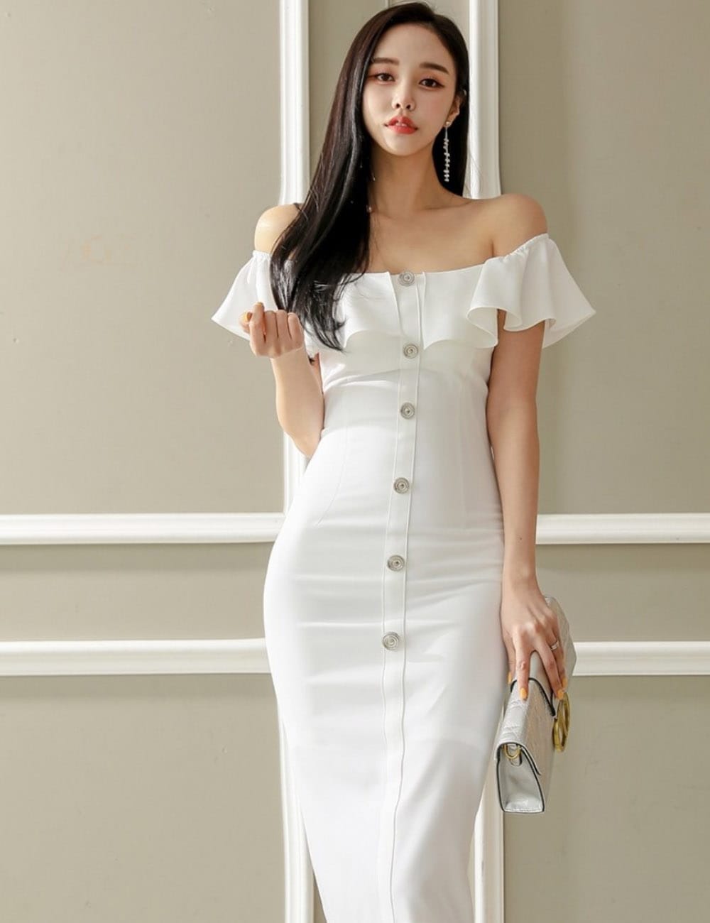 AIDMAX】丈長/ドレス/ワンピース/ホワイト/オフショル/タイト | SHAPE