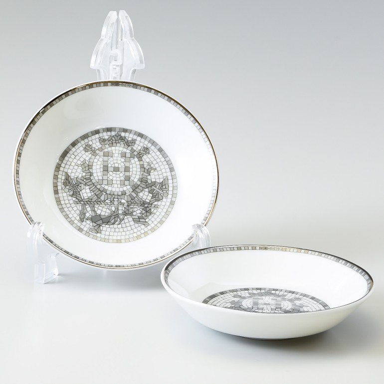 エルメス HERMES モザイク24 プラチナ 35086P2 10cm クーペル 醤油皿
