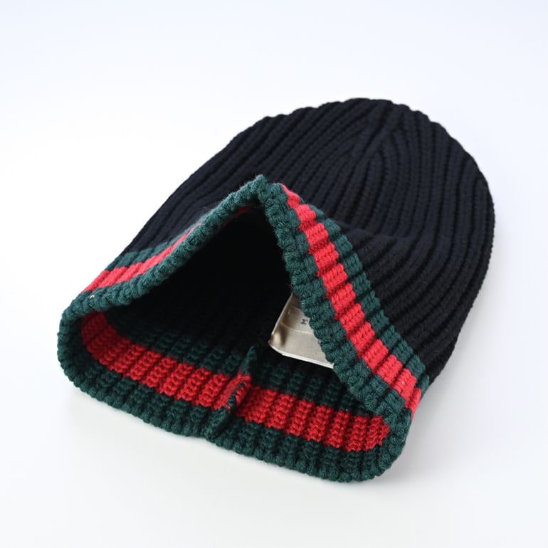 グッチ GUCCI ニットキャップ ニット帽 ウェビングライン メンズ