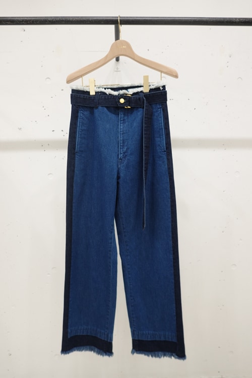 50%OFF】CULLNI クルニ Side Line Wide Denim BLUE×INDIGO 23-SS-003