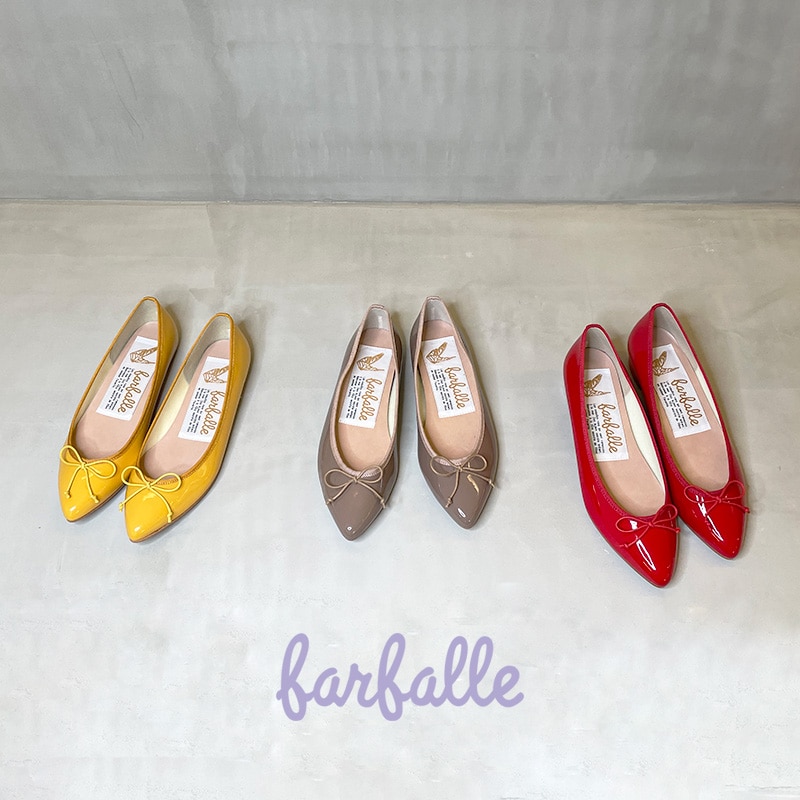ファルファーレ farfalle】ポインテッドトゥエナメルバレエ の通販