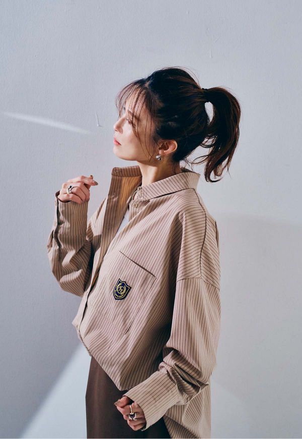 在庫なし】Stripe emblem Shirt/ストライプエンブレムシャツ