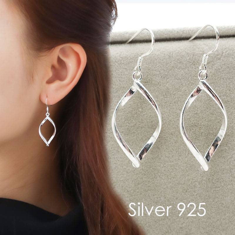 揺れるピアス シンプルツイスト シルバー925 金属アレルギー対応