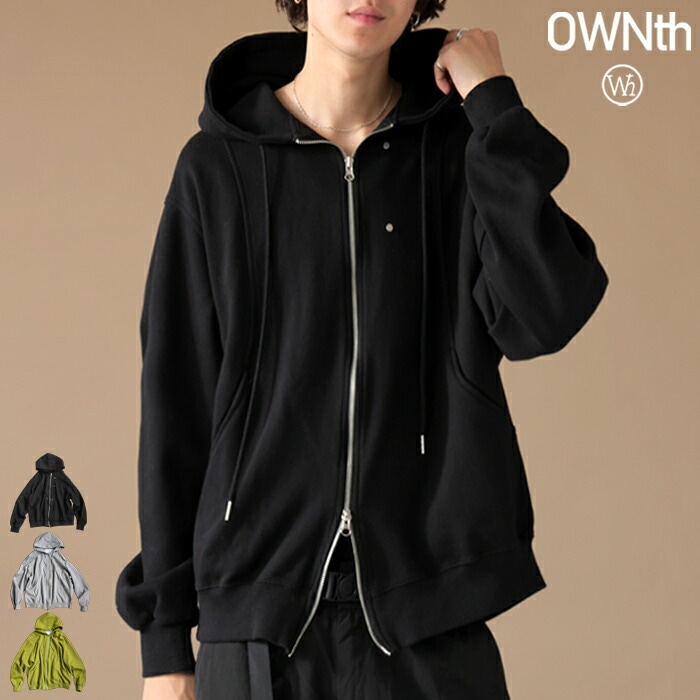 ダブルジップ フーディ パーカー ユニセックス 長袖 送料無料・メール