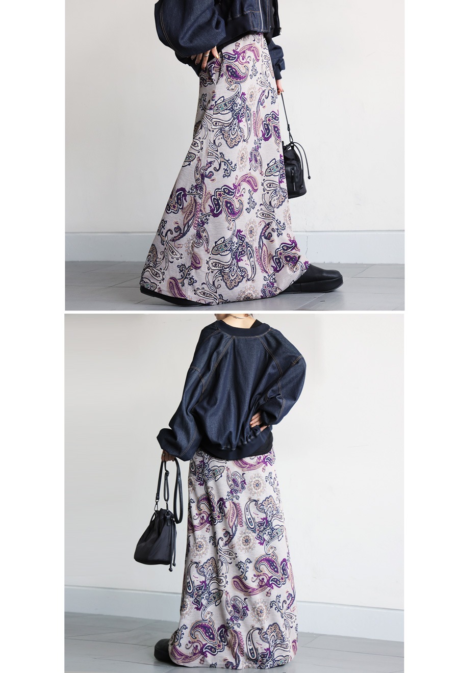 ペイズリー柄 ロングスカート レディース フレア 送料無料・再入荷 (80