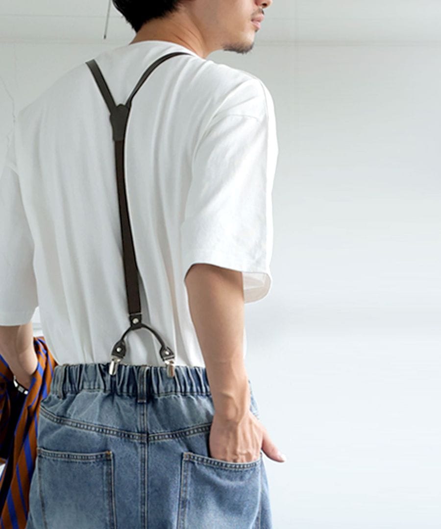 本革サスペンダー サスペンダー メンズ 本革 牛革 レザー・(500)メール
