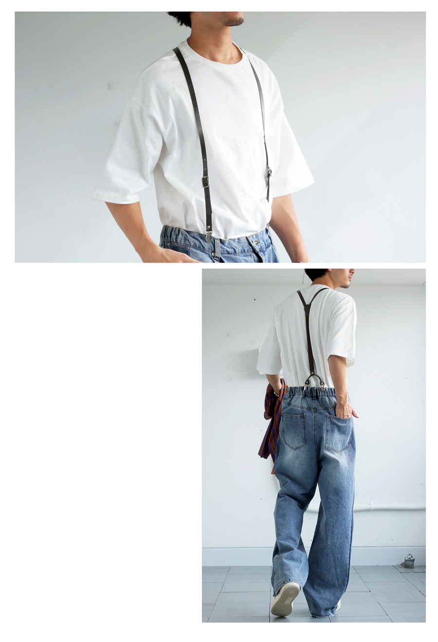 本革サスペンダー サスペンダー メンズ 本革 牛革 レザー・(500)メール