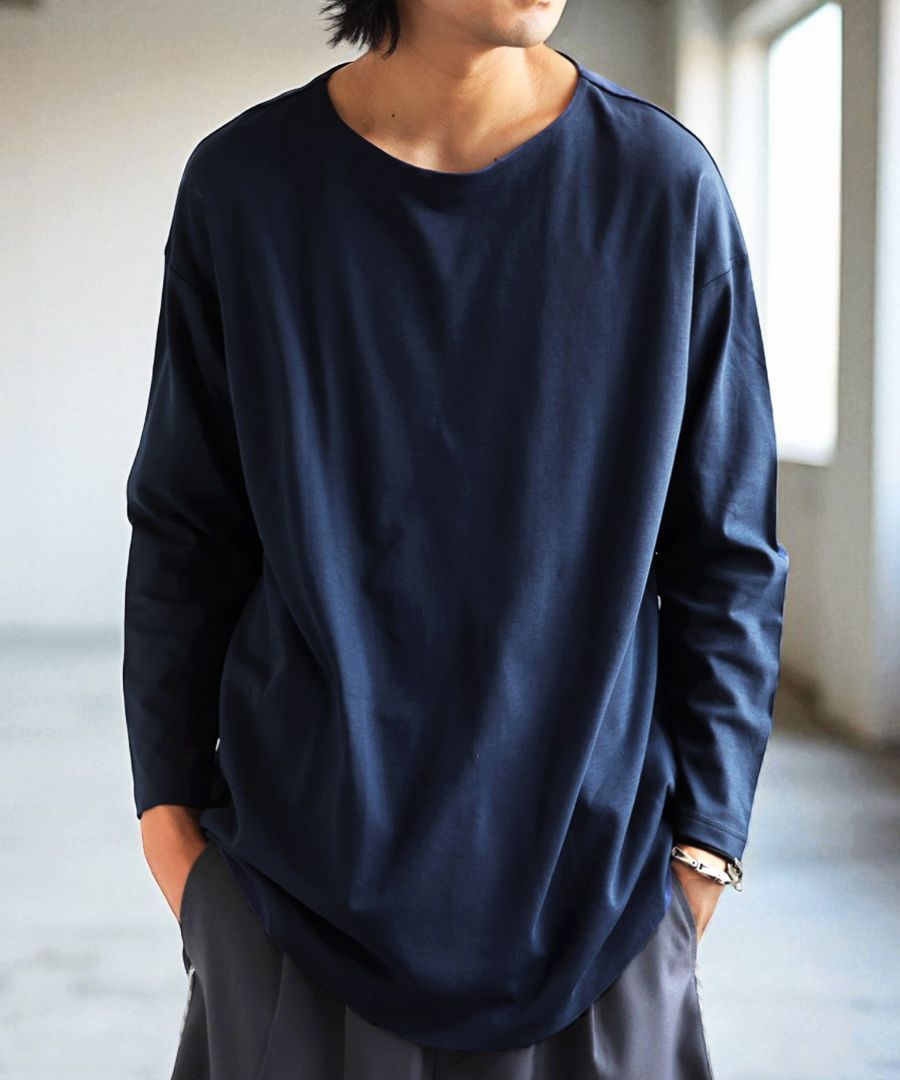 特別送料無料 密肌 ロンT カットソー メンズ 綿100 長袖・(500)メール