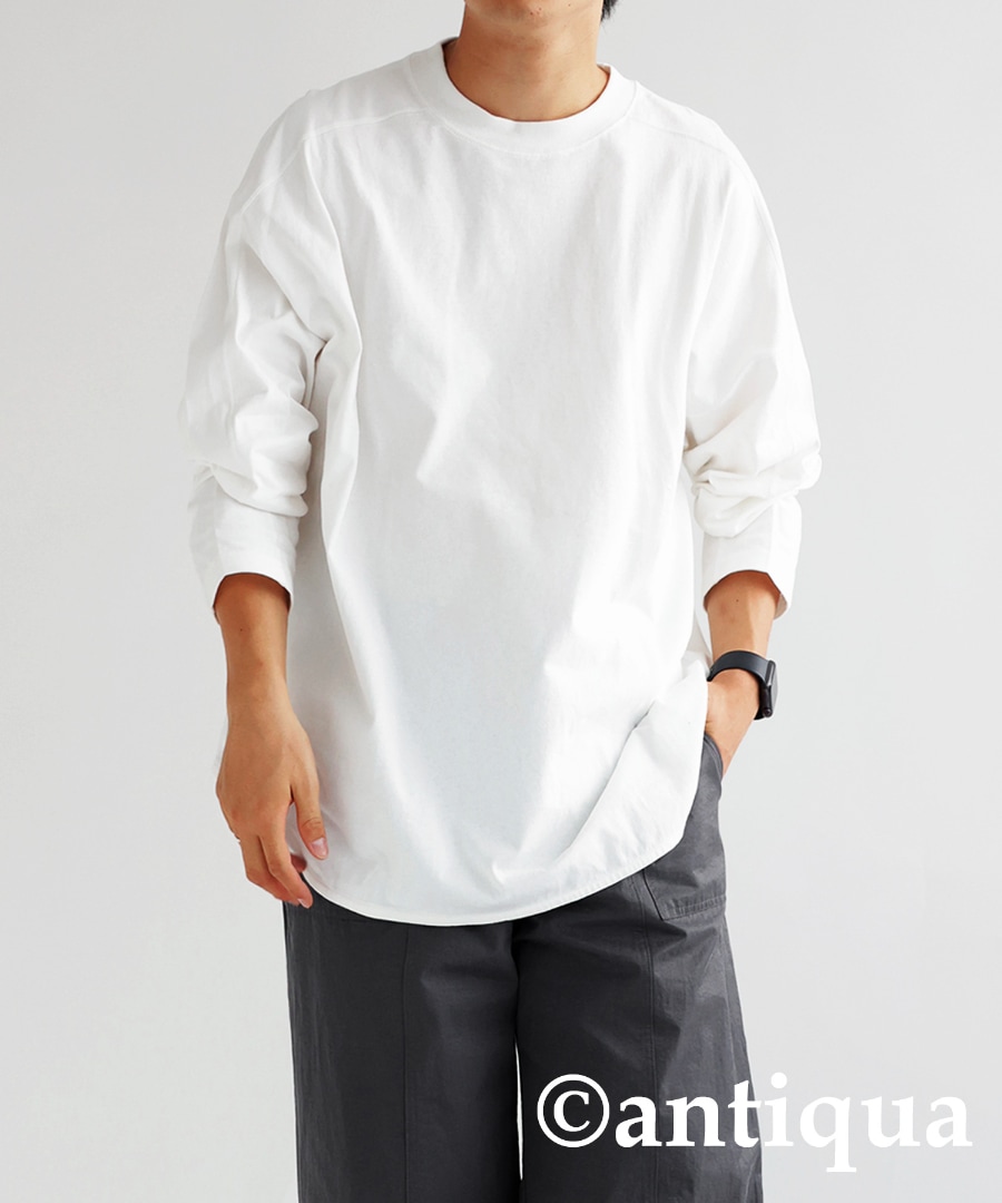 ビッグロンT メンズ トップス 長袖 無地 綿100・(500)メール便可