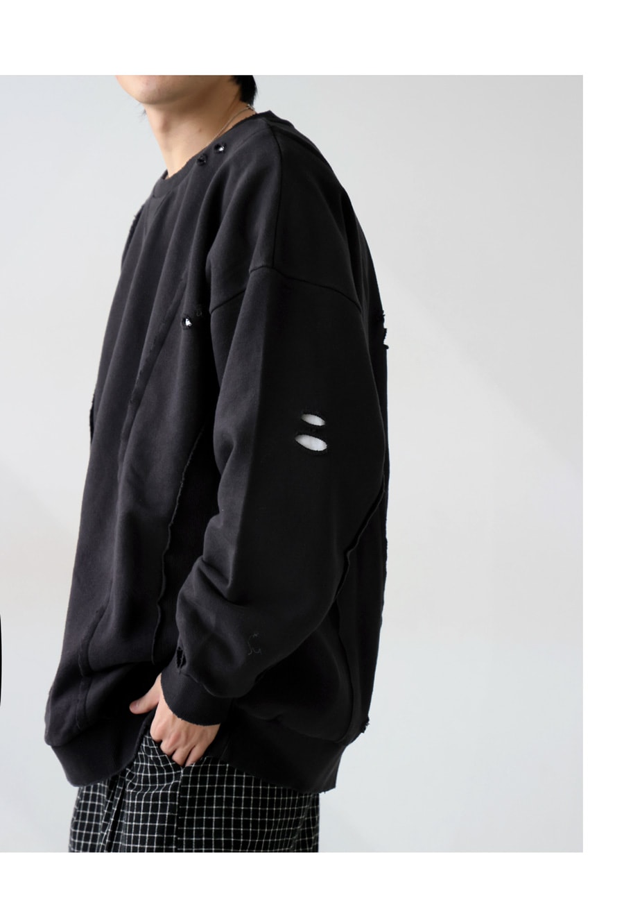 ダメージ加工 スウェット メンズ トレーナー 送料無料・メール便不可