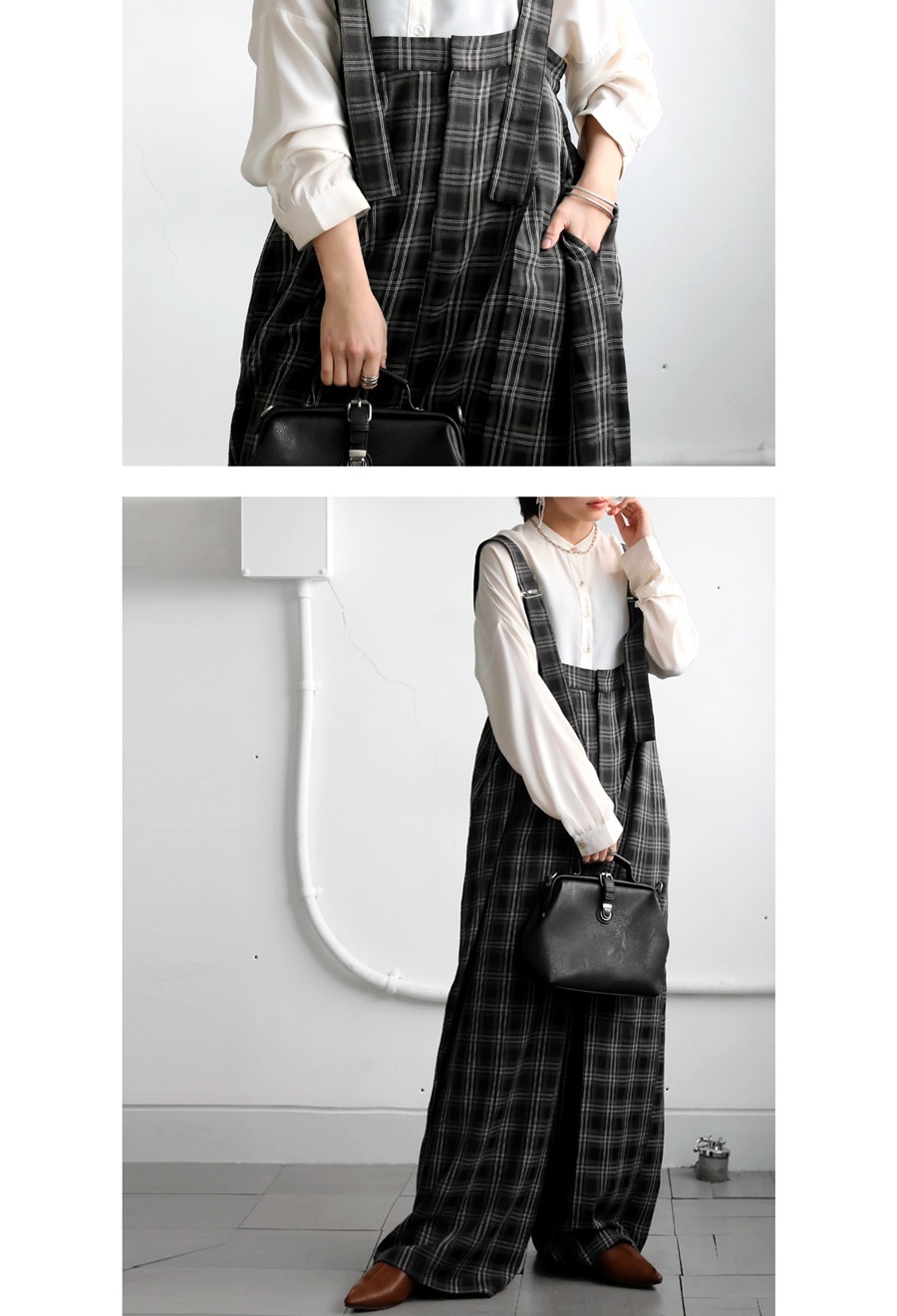 チェック柄サロペ サロペット レディース ボトムス 送料無料・メール便