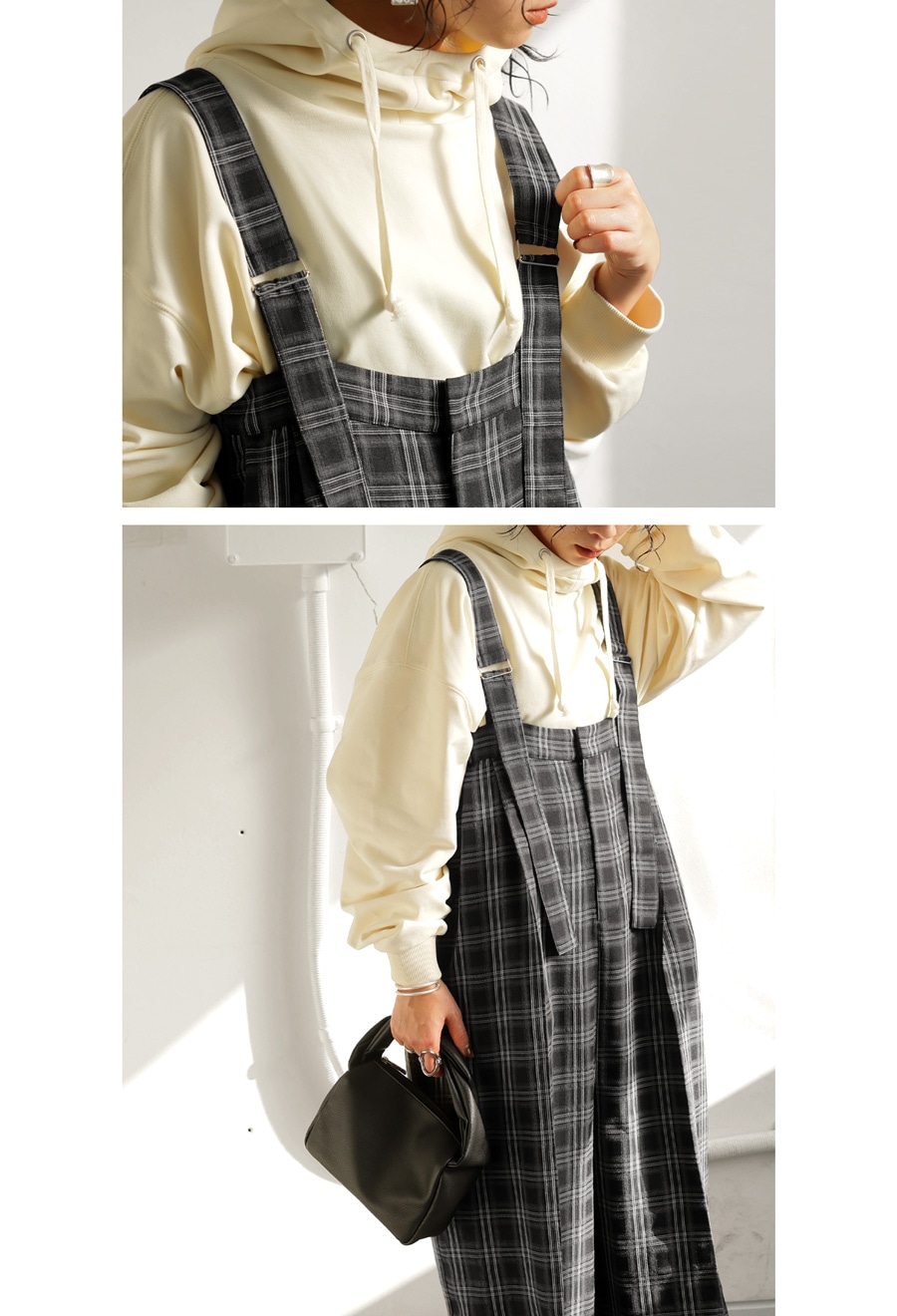 チェック柄サロペ サロペット レディース ボトムス 送料無料・メール便