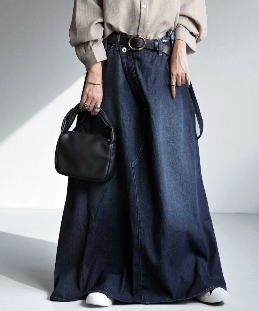 デニム サロペットスカート レディース ロング 無地 送料無料・再入荷