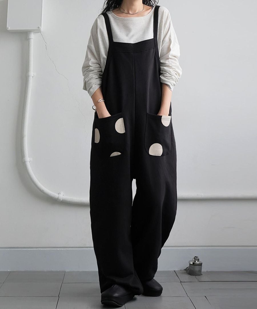 2wayドットポケットサロペット サロペット レディース 送料無料・再