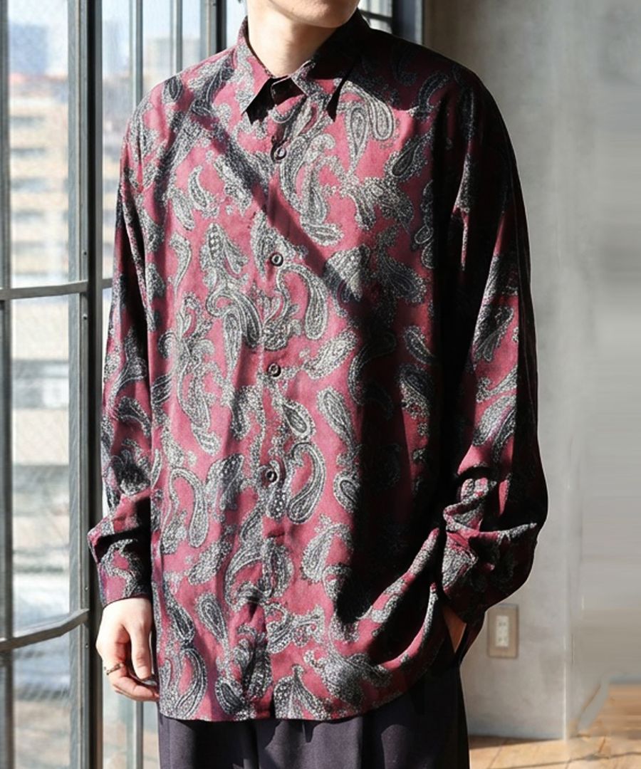 ペイズリー柄 シャツ メンズ 長袖 トップス 送料無料・再入荷 (80