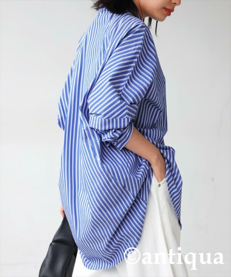 ストライプ柄 ドルマンシャツ シャツ レディース 送料無料・再再販