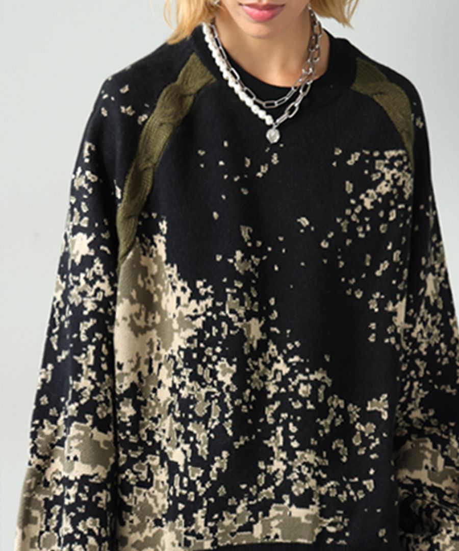 ドット柄 グラデーションニット レディース 長袖 柄 送料無料・メール