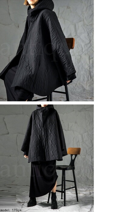 フード付き キルティングポンチョ レディース アウター 送料無料