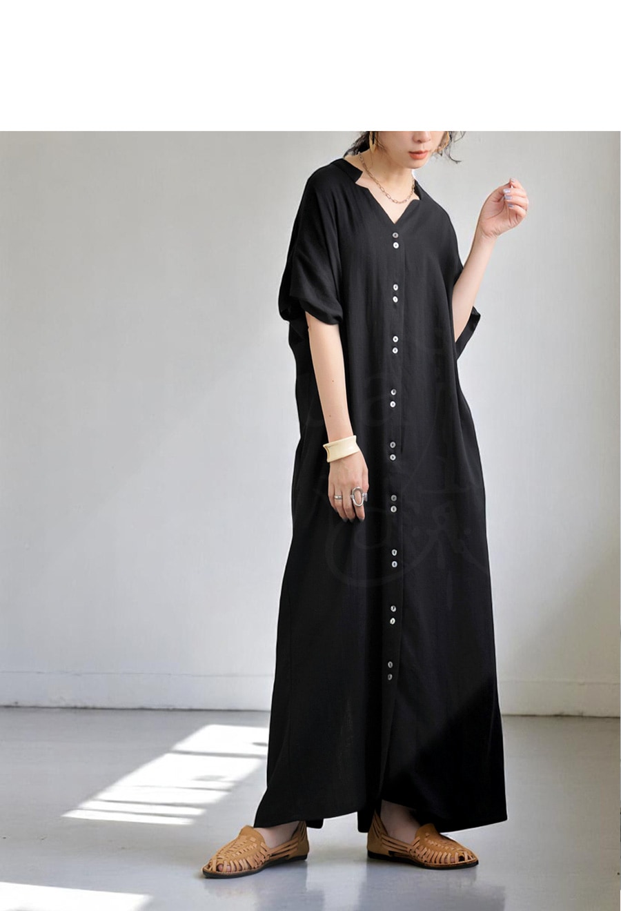 リネンタッチ ダブルボタンワンピース レディース 送料無料・再入荷