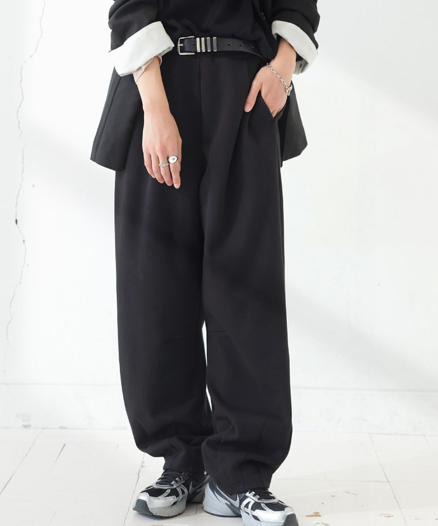 タック入り ポンチパンツ レディース ロング ワイド 送料無料・再入荷