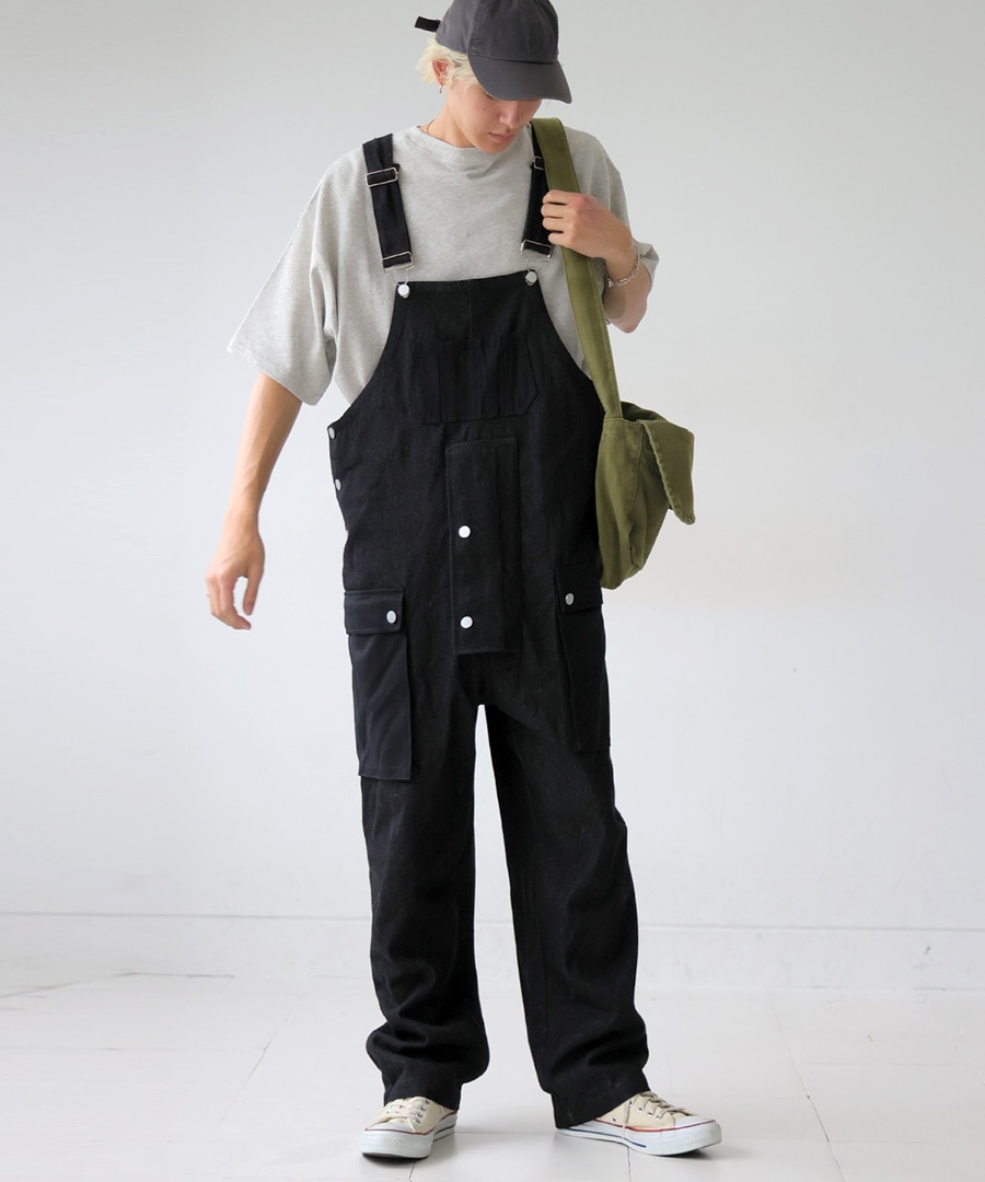ポケットデザイン オーバーオール メンズ ボトムス 送料無料・メール便