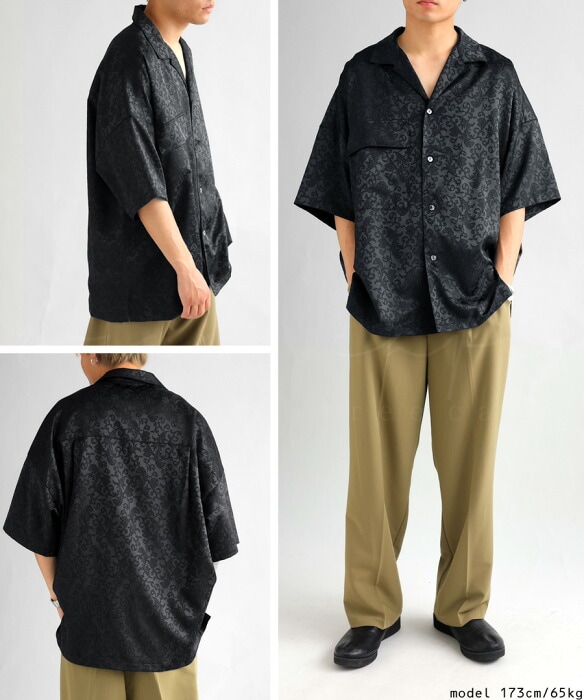 AD2005 archive レース切替丸襟半袖シャツ 黒 2nd Archive] Define