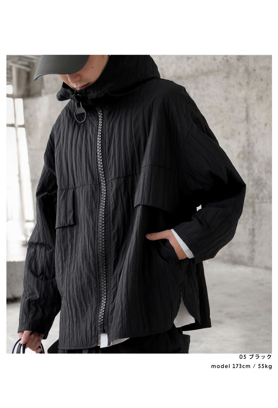 シワ加工 ライトアウター メンズ アウター 羽織 送料無料・メール便