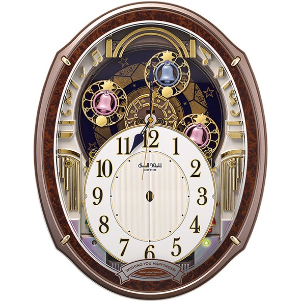 送料無料】リズム時計 電波からくり時計 スモールワールドアルディ