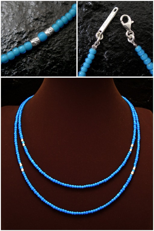 極小ライトブルービーズネックレス 47cm(販売終了) | すべての商品