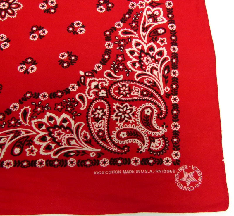 USA製 ペイズリー柄 バンダナ (赤)【中古】【メール便可