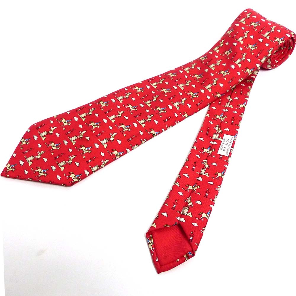 フランス製 Hermes Silk / ヴィンテージ エルメス 総柄ネクタイ【中古