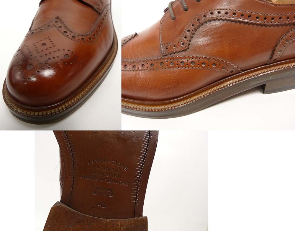 イタリア製 HILTON ヒルトン メダリオン ウイングチップシューズ 42